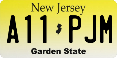 NJ license plate A11PJM