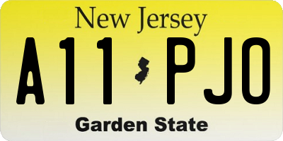 NJ license plate A11PJO
