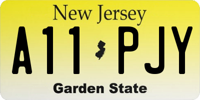NJ license plate A11PJY