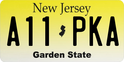 NJ license plate A11PKA