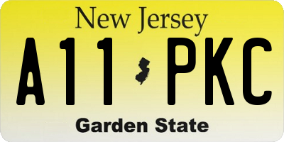 NJ license plate A11PKC
