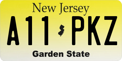 NJ license plate A11PKZ
