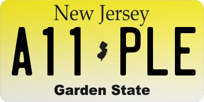 NJ license plate A11PLE