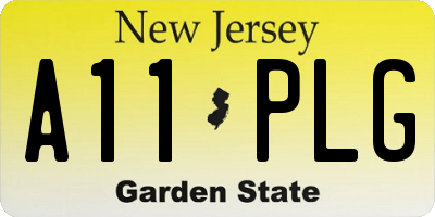 NJ license plate A11PLG