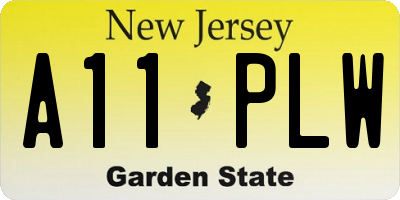 NJ license plate A11PLW