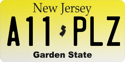 NJ license plate A11PLZ