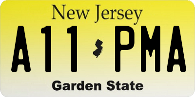 NJ license plate A11PMA