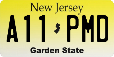 NJ license plate A11PMD
