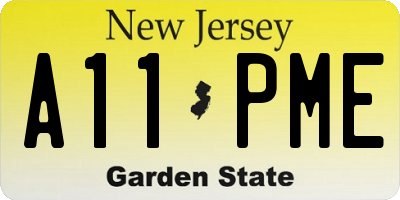 NJ license plate A11PME
