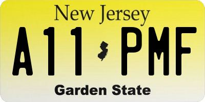 NJ license plate A11PMF