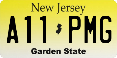 NJ license plate A11PMG