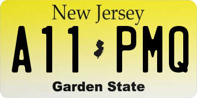 NJ license plate A11PMQ