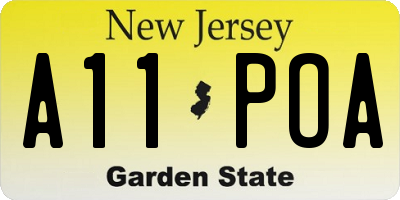NJ license plate A11POA