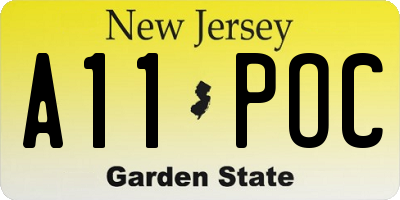 NJ license plate A11POC