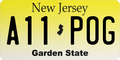 NJ license plate A11POG