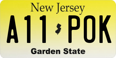 NJ license plate A11POK