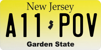 NJ license plate A11POV