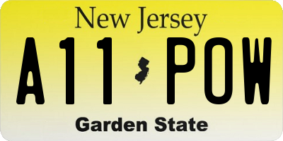 NJ license plate A11POW
