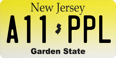 NJ license plate A11PPL