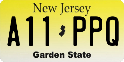 NJ license plate A11PPQ