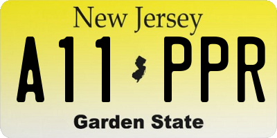 NJ license plate A11PPR