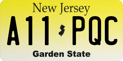 NJ license plate A11PQC