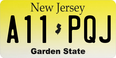 NJ license plate A11PQJ