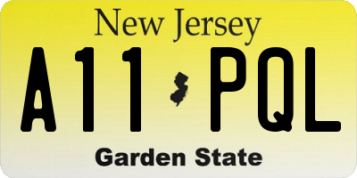 NJ license plate A11PQL