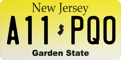 NJ license plate A11PQO