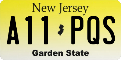 NJ license plate A11PQS