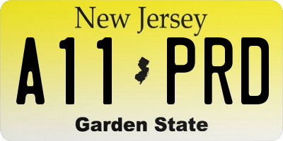 NJ license plate A11PRD