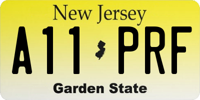 NJ license plate A11PRF