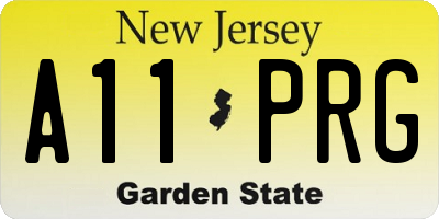 NJ license plate A11PRG