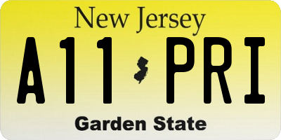 NJ license plate A11PRI