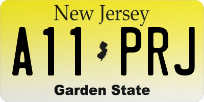 NJ license plate A11PRJ