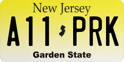 NJ license plate A11PRK