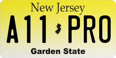 NJ license plate A11PRO