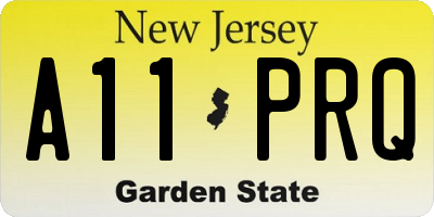 NJ license plate A11PRQ