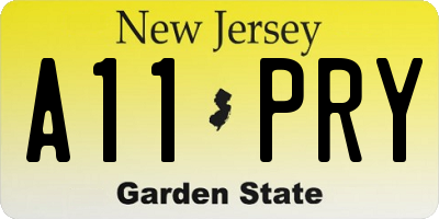 NJ license plate A11PRY