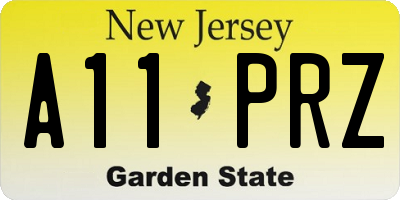 NJ license plate A11PRZ