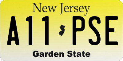 NJ license plate A11PSE