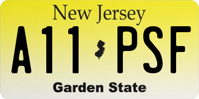NJ license plate A11PSF