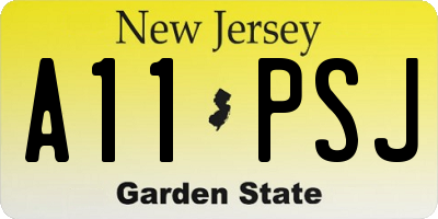 NJ license plate A11PSJ