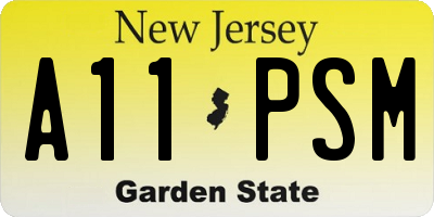 NJ license plate A11PSM