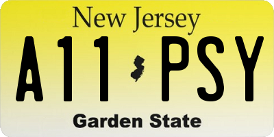 NJ license plate A11PSY