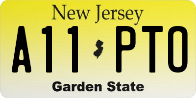 NJ license plate A11PTO