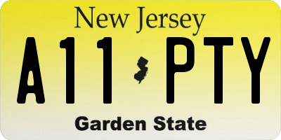NJ license plate A11PTY