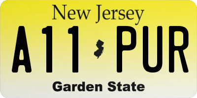 NJ license plate A11PUR