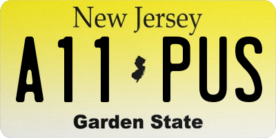 NJ license plate A11PUS