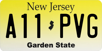 NJ license plate A11PVG